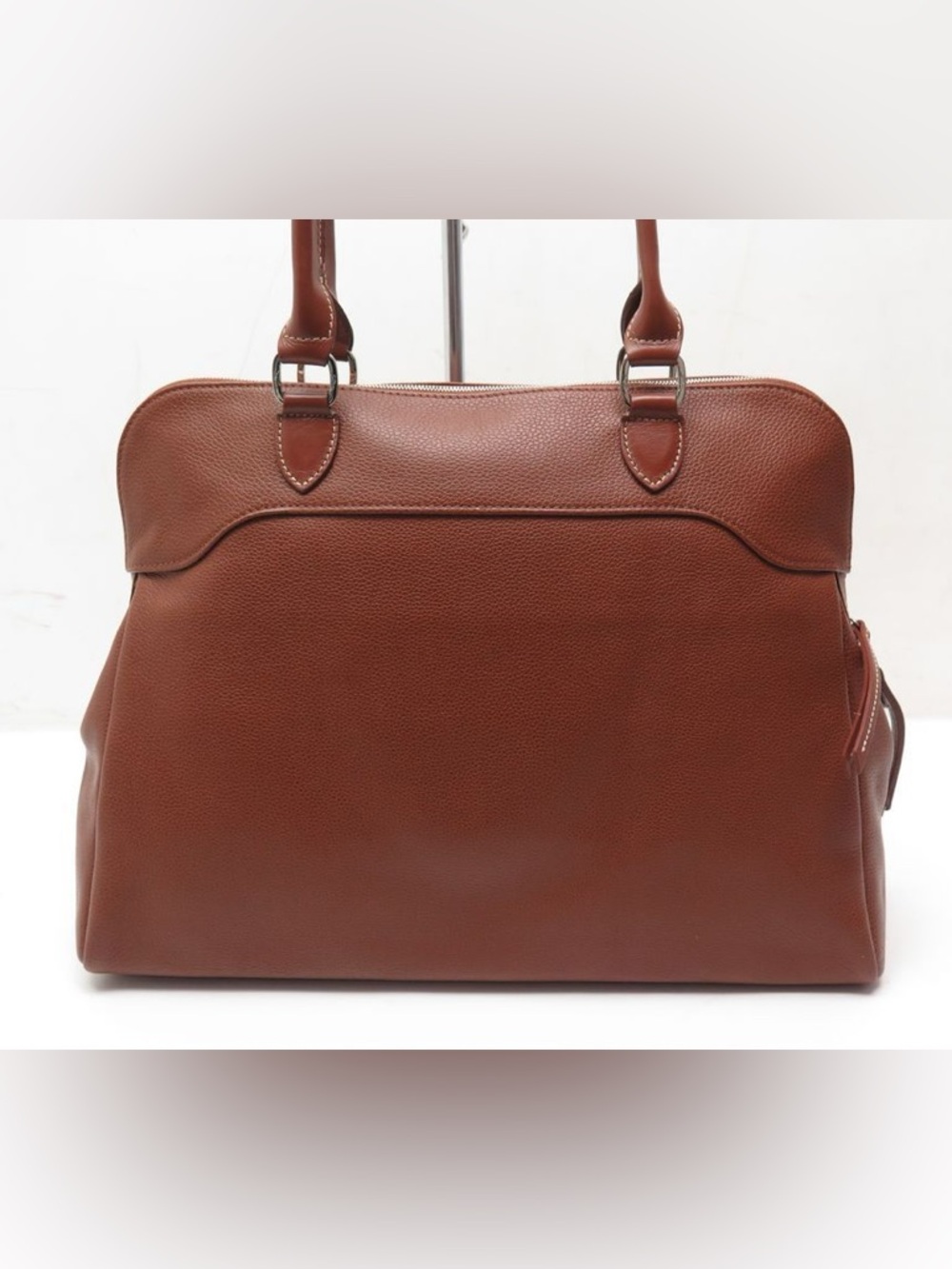 RARE Longchamp Sac a main Brown Leather Handle Tote with Crossbody strap med.